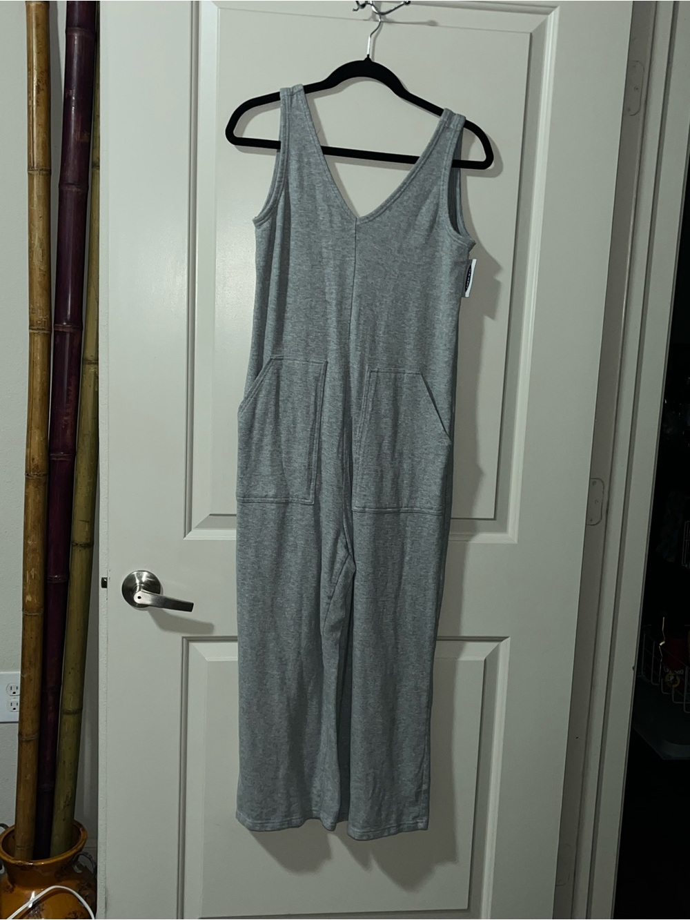 Old Navy Light Gray Sleeveless Knit Jumpsuit